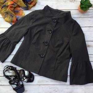 Live a Little Pinstriped Bell Sleeve Crop Jacket